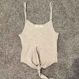 Tan Ribbed Cropped Tank